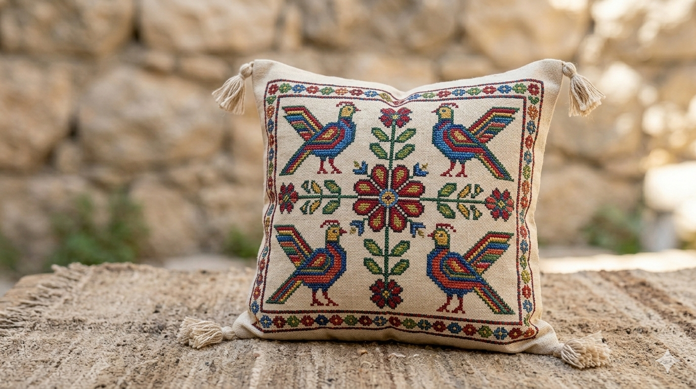 Kanaviçe İşlemeli Kırlent